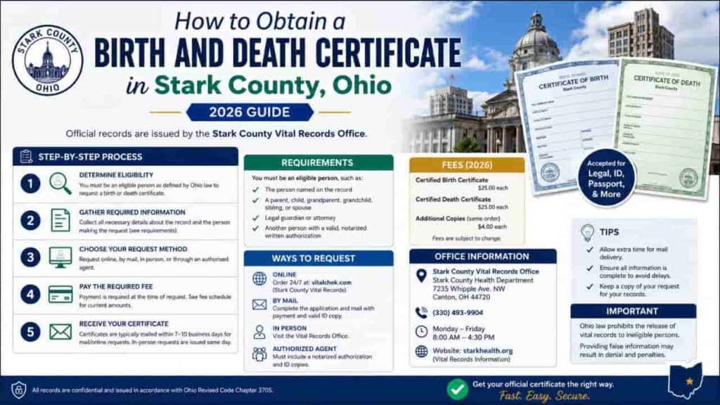 How to Obtain a Birth and Death Certificate in Stark County, Ohio (2026 Guide)